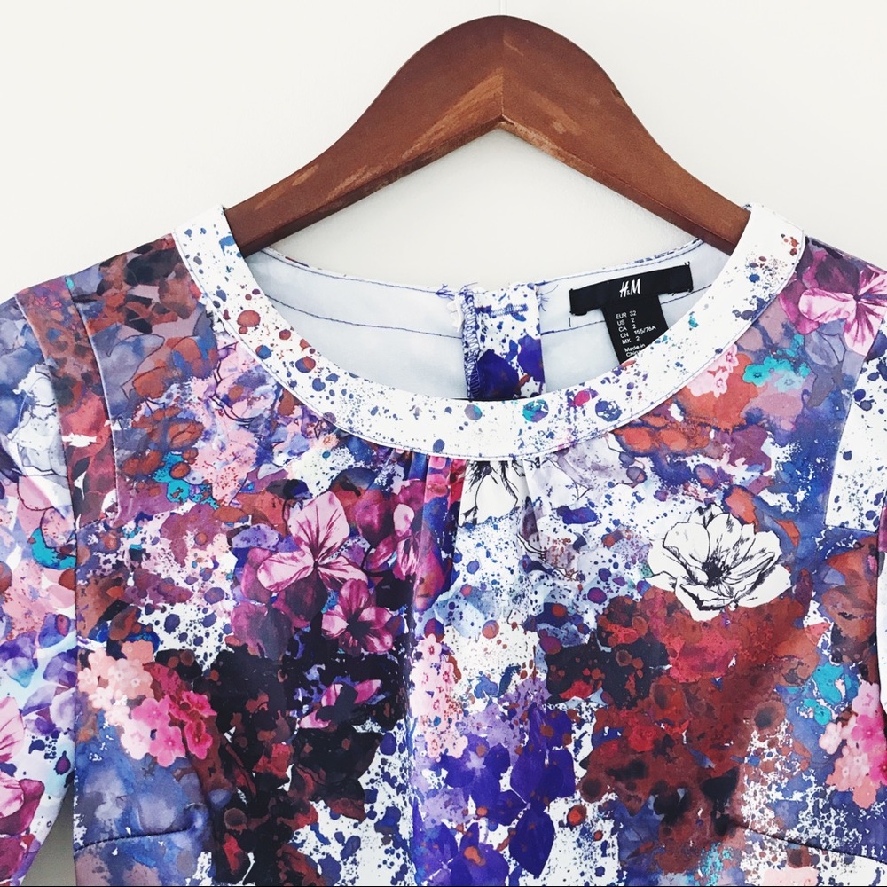 H&M • Floral Print Satin Dress - Picture 3 of 8